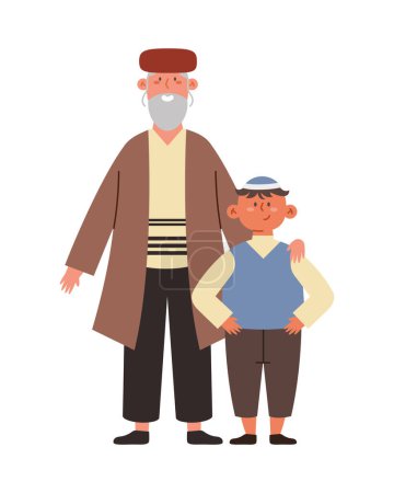 Téléchargez les illustrations : Père juif et fils vecteur isolé - en licence libre de droit