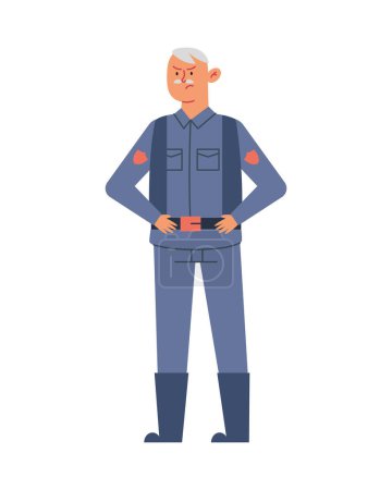 Téléchargez les illustrations : Illustration de la journée de la police avec un agent homme vecteur isolé - en licence libre de droit