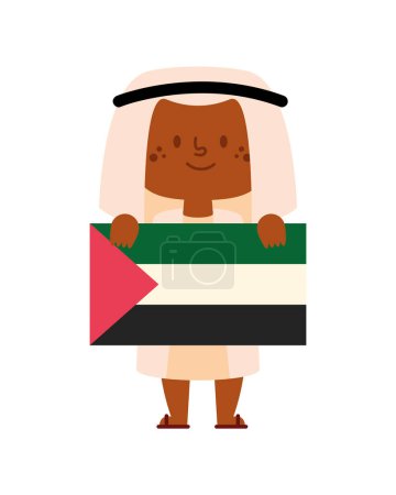 Illustration for Palestine save boy with flag vector isolated - Royalty Free Image