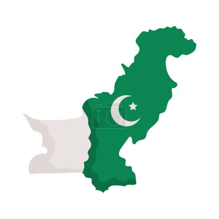 Téléchargez les illustrations : Pakistan carte illustration vecteur isolé - en licence libre de droit
