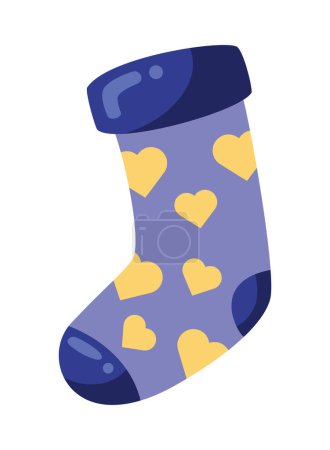 Illustration for Down syndrome sock with hearts vector isolated - Royalty Free Image