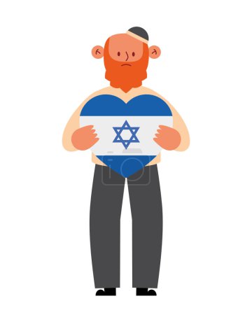 Téléchargez les illustrations : Homme de paix israélien avec vecteur drapeau isolé - en licence libre de droit