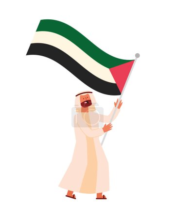 Illustration for Palestine save man with flag illustration vector isolated - Royalty Free Image