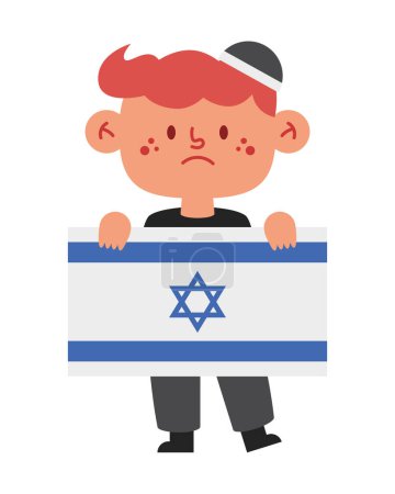 Illustration for Israel peace kid with flag vector isolated - Royalty Free Image