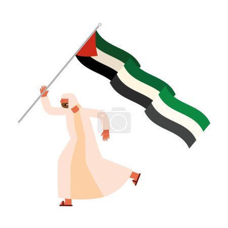 Ilustración de Palestina salvar al hombre con diseño de la bandera vector aislado - Imagen libre de derechos