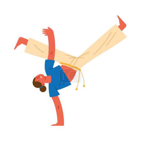 Téléchargez les illustrations : Personne dansant capoeira vecteur isolé - en licence libre de droit