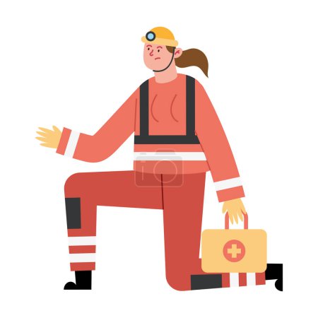 Téléchargez les illustrations : Illustration tremblement de terre d'une femme vecteur croix rouge isolé - en licence libre de droit