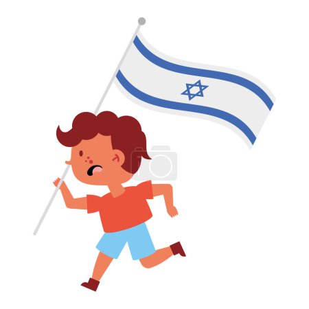 Illustration for Israel peace kid with flag illustration vector isolated - Royalty Free Image