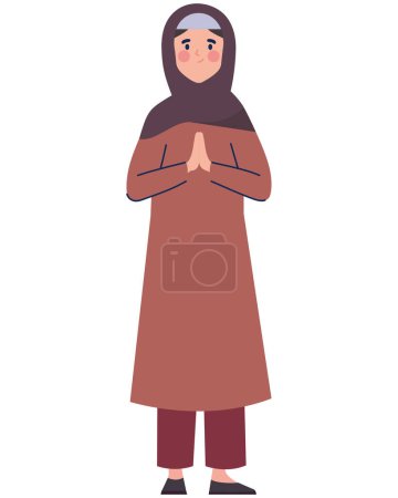 Ilustración de Idul fitri mujer musulmana rezando ilustración aislada - Imagen libre de derechos