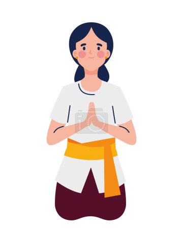 Illustration for Nyepi woman praying design isolated - Royalty Free Image