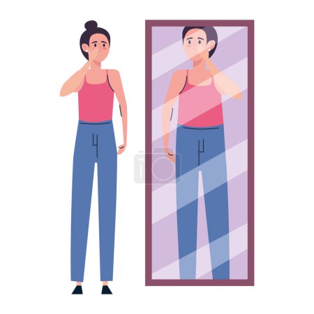 Illustration for Anorexia girl illness illustration isolated - Royalty Free Image