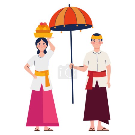 Ilustración de Nyepi pareja juntos aislado ilustración - Imagen libre de derechos