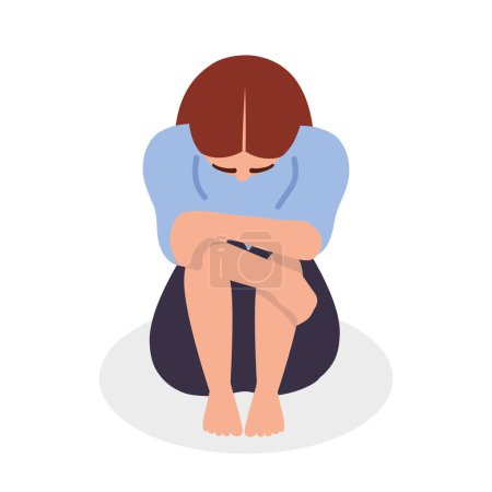 Ilustración de Depresión mujer cansado ilustración aislado - Imagen libre de derechos
