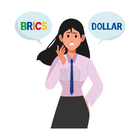 Illustration for Brics and dollars business woman illustration - Royalty Free Image