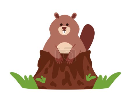 Téléchargez les illustrations : Marmotte sur arbre illustration isolé - en licence libre de droit