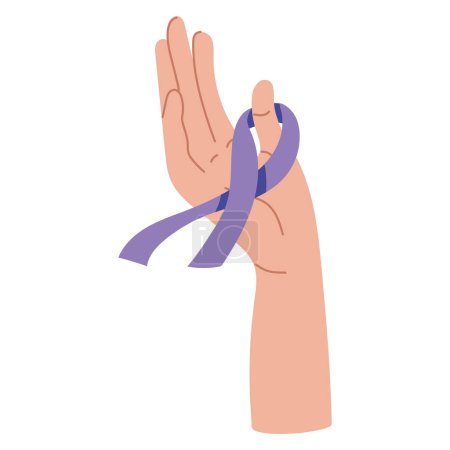 Téléchargez les illustrations : Ruban journée mondiale du cancer sur le vecteur main isolé - en licence libre de droit