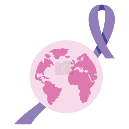 Illustration for World cancer day illustration and ribbon vector isolated - Royalty Free Image