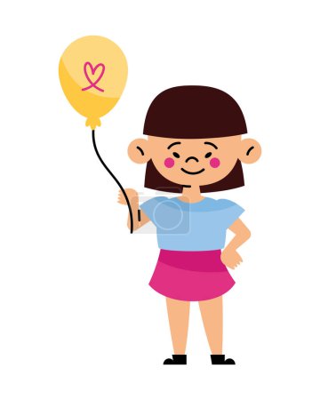 Illustration for Down syndrome girl with balloon illustration - Royalty Free Image