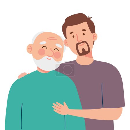 Illustration for Old father and son illustration - Royalty Free Image