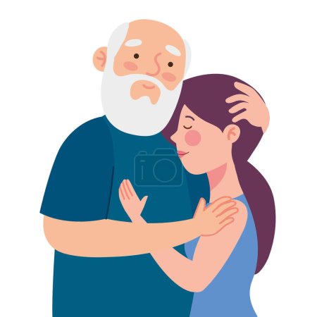 Illustration for Old father and daughter illustration design - Royalty Free Image