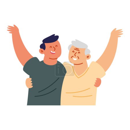 Illustration for Old father and son happy illustration - Royalty Free Image