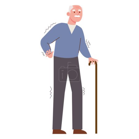 Ilustración de Parkinson anciano enfermo aislado - Imagen libre de derechos