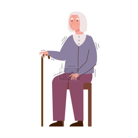 Téléchargez les illustrations : Maladie de Parkinson tremblement illustration isolée - en licence libre de droit