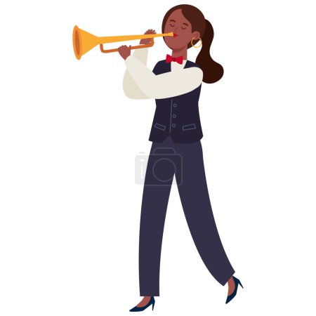 Illustration for World jazz day trumpeter illustration vector - Royalty Free Image