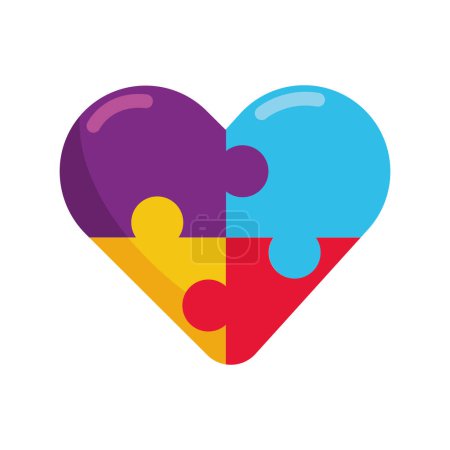 Illustration for Autism puzzle in heart shape isolated - Royalty Free Image