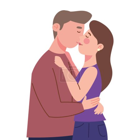 Téléchargez les illustrations : Couple embrasser romantique isolé illustration - en licence libre de droit