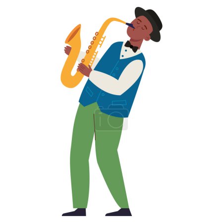 Illustration for World jazz day saxophonist illustration vector - Royalty Free Image