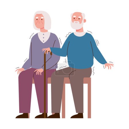 Ilustración de Parkinson pareja enferma diseño aislado - Imagen libre de derechos