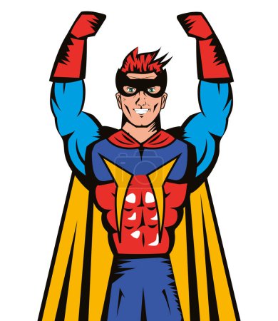 Illustration for Superhero pop art costume illustration - Royalty Free Image