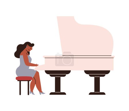 Téléchargez les illustrations : Journée mondiale du jazz pianiste illustration vecteur - en licence libre de droit