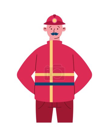 Téléchargez les illustrations : Jour de travail homme pompier illustration conception - en licence libre de droit