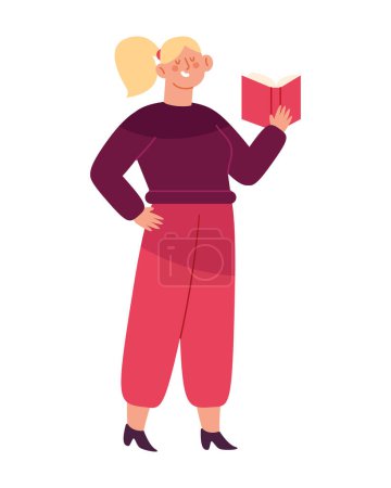 Illustration for Teachers day woman reading illustration - Royalty Free Image