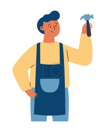 Téléchargez les illustrations : Travail jour charpentier homme illustration conception - en licence libre de droit