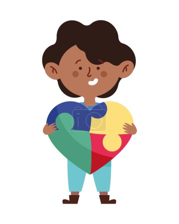 autism boy character illustration vector