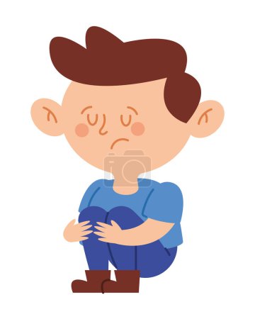 autism sad boy illustration vector