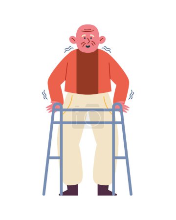 Illustration for Parkinson old man walking illustration - Royalty Free Image