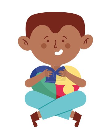 Illustration for Autism boy with heart illustration vector - Royalty Free Image