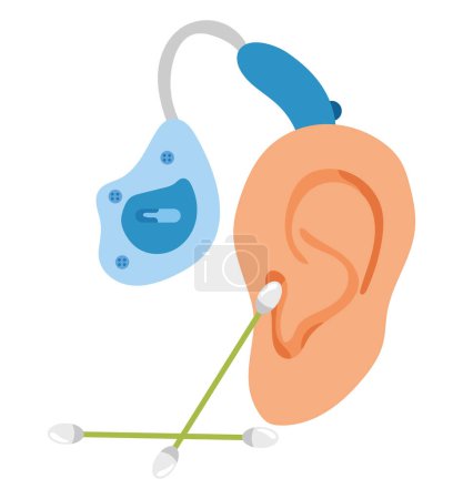Illustration for Cochlear implant cleaning routine isolated - Royalty Free Image