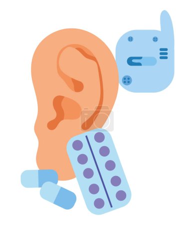 Illustration for Cochlear implant with medicine isolated - Royalty Free Image
