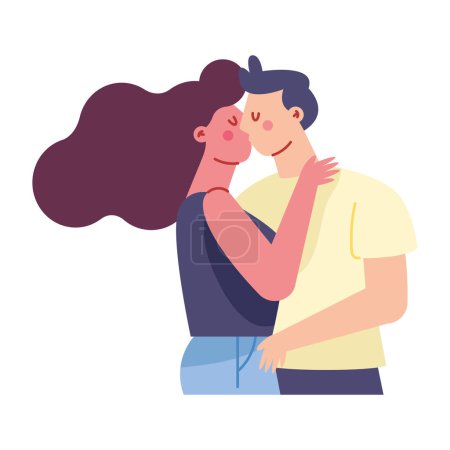 Illustration for Couple kissing in love illustration vector - Royalty Free Image
