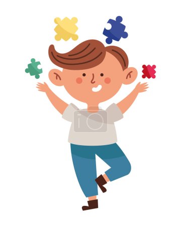 Illustration for Autism boy playing illustration vector - Royalty Free Image