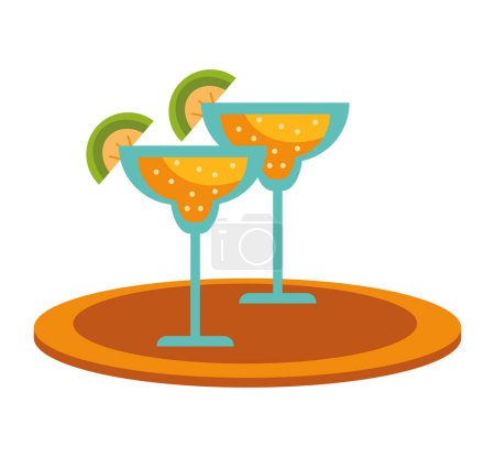 Illustration for Cinco de mayo tequila drinks illustration - Royalty Free Image