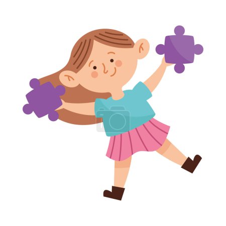 autism girl cartoon illustration vector