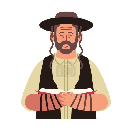 Illustration for Jewish tefillin leather illustration vector - Royalty Free Image