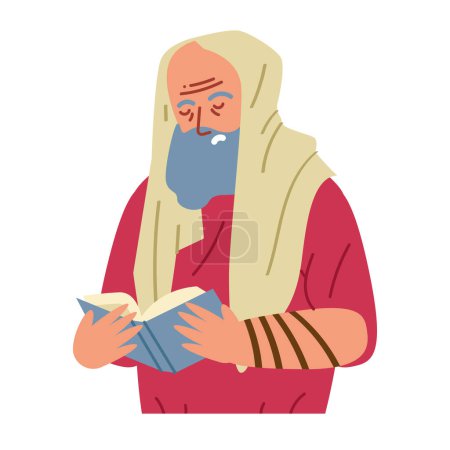 Illustration for Jewish tefillin prayer character illustration vector - Royalty Free Image