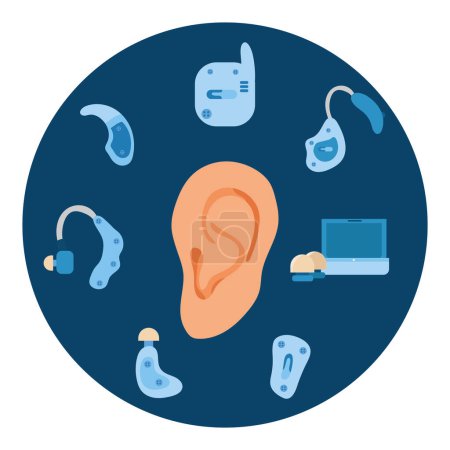 Illustration for Cochlear implant collection set designs - Royalty Free Image
